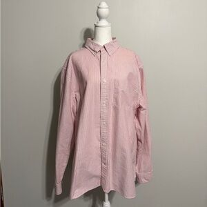 Banana Republic Men's Light Red/White Striped Button Down Shirt